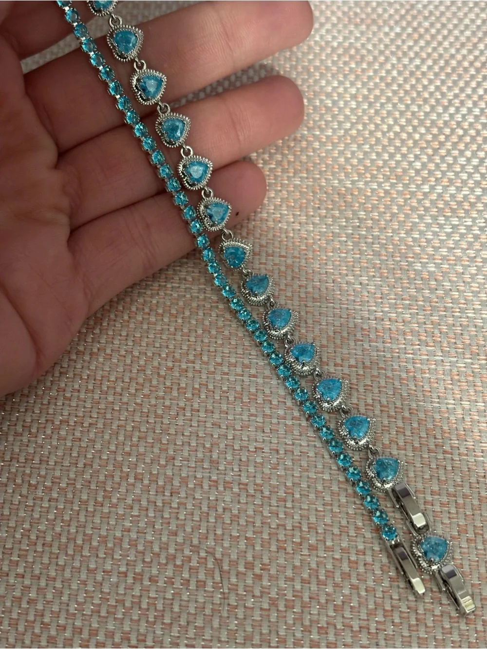 Blue Heart and Tennis Bracelet Set - Women's Silver-Tone Jewelry
